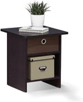 Furinno Dario End Table / Side Table / Night Stand / Bedside Table with Bin Drawer, 1-Pack, Dark Walnut by Furinno-FitsYourSpaceFitsYourBudget