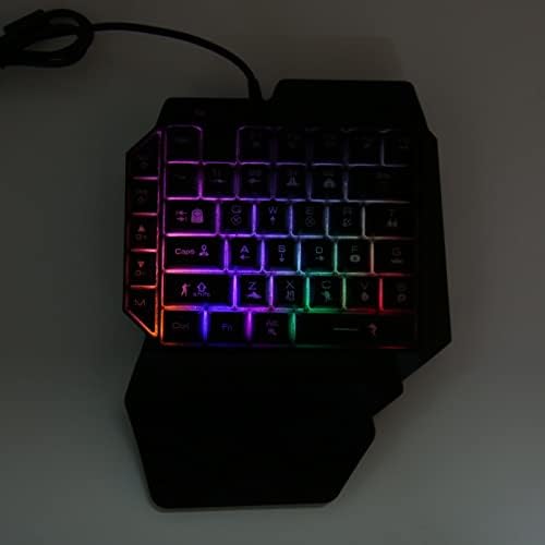 One - Handed RGB Gaming Keyboard and Mouse Combo, USB Wired LED Backlit Keyboard with Mouse and Converter, 35 Keys Mini Gaming Keypad Set for Android, for iOS 13.4 Or Less - Image 5