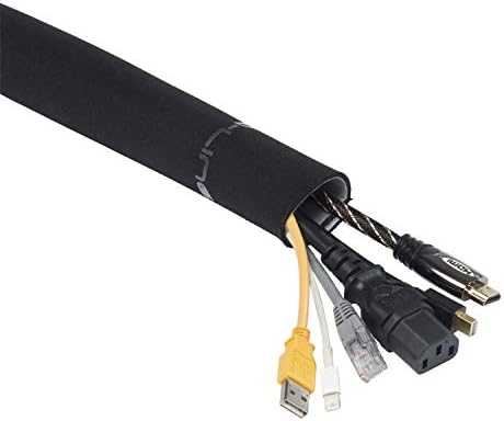 D-Line 39in Reversible Black or White Cable Sleeve, Computer Cord Hider, Organize PC Cables, Neoprene TV Wire Sleeves, Flexible Cord Management, Hide Wires, Hook & Loop - 39in Length by D-LineUSAinc