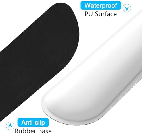 Dapesuom Keyboard Wrist Rest Set, Cute PU Leather Wrist Cushion for Computer Keyboard and Mousepad, Memory Foam Mouse Pad Rests Support with Non-Slip Base for Typing Pain Relief, Laptop, Ivory White - Image 5