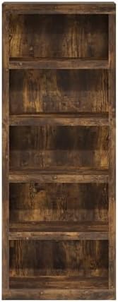 Furinno Rail Book Shelf, 5-Tier Bookshelf with Open Shelf, Bookcase with Classic Style Edges, 10 x 24.6 x 63.5, for Organization and Storage, for Living Room, Bedroom, Home Office, Amber Pine - Image 7