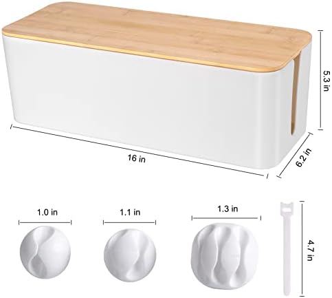 Tuwechen Cable Management Box, Wooden Style Large Cord Organizer Box - Image 2