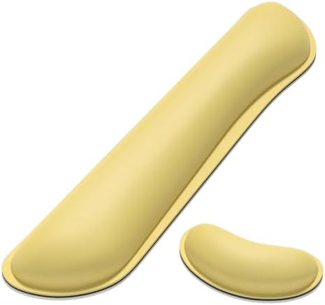 Dapesuom Keyboard Wrist Rest Set, Cute PU Leather Wrist Cushion for Computer Keyboard and Mousepad, Memory Foam Mouse Pad Rests Support with Non-Slip Base for Typing Pain Relief, Laptop, Lemon Yellow by Unknown