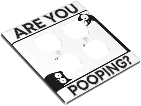 Decorative Switch Plate Covers Funny Bathroom Art with Are You Pooping 2-Gang Duplex Light Switch Covers Gfci Wall Plate Electrical Receptacle Switchplate Plug Faceplate for Country Decor - Image 3