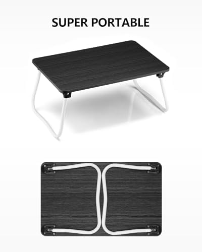 Portable Lap Desk Bed Desk Lap Table Bed Table, Laptop Stand Breakfast Serving Tray, Foldable & Lightweight Mini Table, Lap Tablet Desk for Sofa Couch Floor - - Black - Image 5
