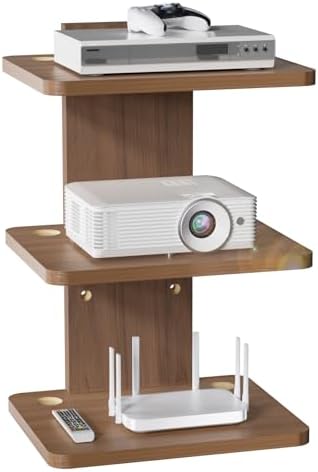 WALI Floating TV Shelf, 3 Tier Projector Shelf for DVD Players, Routers, Game Consoles, Cable Boxes, Living Room Decor Accessories, Wall Mount Shelves Holds Up to 22lbs (CS303N), 3-Shelf, Walnut Brown by WALI