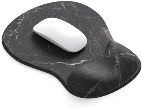 ErgoComfort Gel Wrist Rest Mouse Pad-Ergonomic Office Mousepad with Wrist Support-Non-Slip, Design Desk Accessories Mat for Home&Game Decor (08Black Marble) by DEMONCHEST