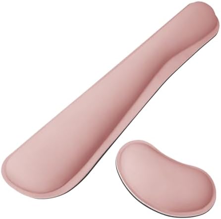Wrist Rest for Computer Keyboard and Mouse, Ergonomic Design Wrist Support Pad for Keyboard, Soft Memory Foam Desk Pads Support Hand and Arm Easy Typing Pain Relief, 2 Piece Pad, Pink by FreeNook