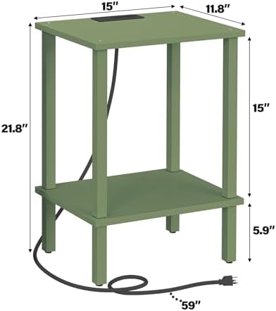 TUTOTAK End Table with Charging Station, Side Table Set of 2, Nightstand - Image 3