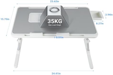 iXTRA Adjustable Laptop Lap Desk with Cooling Fan USB Light for Adults 60x40cm,Grey - Image 5