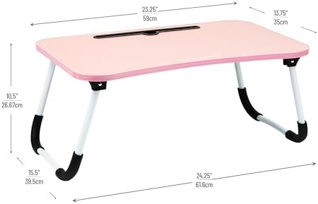Mind Reader Lap Desk Laptop Stand, Bed Tray, Folding Legs, Couch Table, Portable, MDF, 23.25" L x 13.75" W x 10.5" H, Pink - Image 3