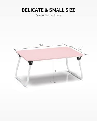 Ruxury Foldable Lap Desk Laptop Stand Bed Desk Table Tray, Breakfast Serving Tray, Portable & Lightweight Mini Table, Lap Tablet Desk for Sofa Couch Floor - Pink - Image 6