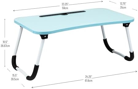 Mind Reader Lap Desk Laptop Stand, Bed Tray, Folding Legs, Couch Table, Portable, MDF, 23.25" L x 13.75" W x 10.5" H, Blue - Image 3