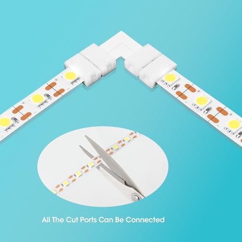 10Packs 2-Pin L Shape RGB LED Light Strip Connectors 8mm Unwired Gapless Solderless Adapter Terminal Extension - Image 3