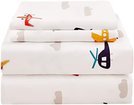 JSD 4 Piece Airplane Kids Sheet Set Full Size by JSD