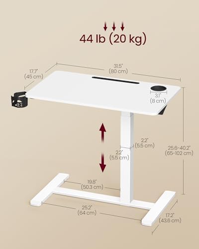 VASAGLE Overbed Table with Wheels, Mobile Laptop Standing Desk, 31.5 Inch - Image 6