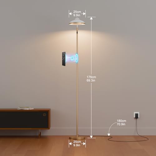 DUSKTEC 3-in-1 Floor Lamp, RGB Aurora & Galaxy Star Projector, 69", Gold - Image 3