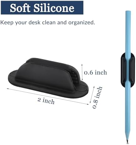 ZUFECY 6 Pack Adhesive Pencil Holders for Desk, Flexible Black Silicone Pen Holder with Adhesive Pads for Office Essentials and Teacher Supplies - Image 3