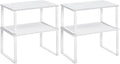 SONGMICS Cabinet Organizer Shelf, Set of 2 Kitchen Counter Shelves, Kitchen Storage, Spice Rack, Stackable, Expandable, Metal and Engineered Wood, Cloud White and Snow White UKCS02W01 (Pack of 2) by Unknown