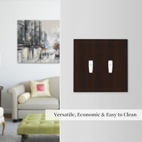 Decorative Light Switch Cover Plate Rustic Vintage Dark Brown Wood Grain 2 Gang Switch Plate Covers Double Toggle Wall Plate Dual Device Electrical Switchplate Dimmer Faceplate Farmhouse - Image 7