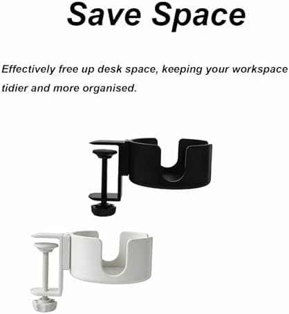 2pcs Desk Cup Holder Clamp Anti-Spill Desk Drink Holder Clip for Gaming Desk Accessories Office Desk Home Office Organization (Black, White) - Image 7