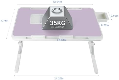 iXTRA Adjustable Laptop Lap Desk with Cooling Fan USB Light for Adults 56x32cm,Purple - Image 2