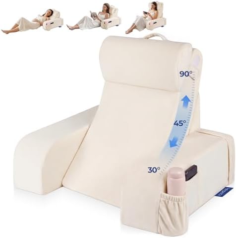 Kayfia Reading Pillow, 30-90° Stepless Adjust Angle Height, Medium, White by Kayfia
