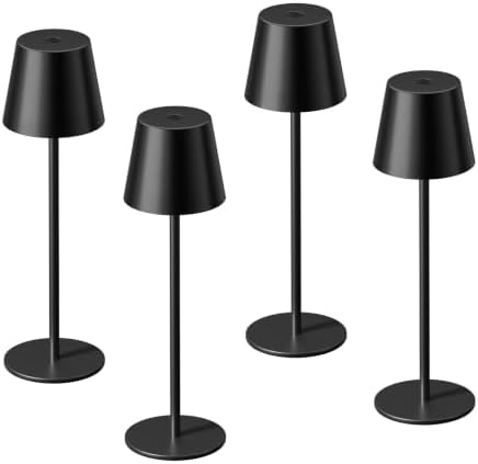 Kakanuo Black Cordless Table Lamp Rechargeable, 4 Pack Set Battery Operated by KakanuoLightings