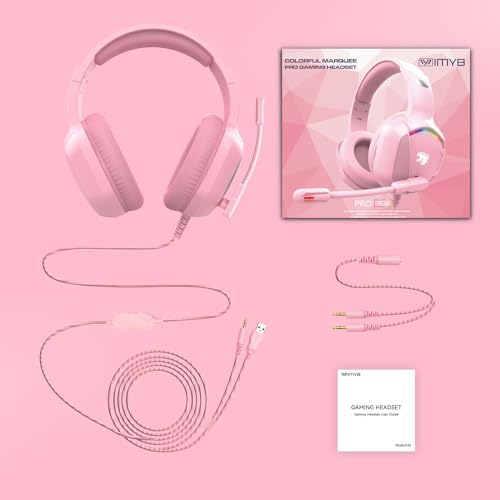 IMYB A36 Pink Gaming Headset with Mic Stereo Headphones for Pc, PS5, Xbox - Image 6