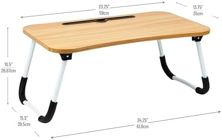 Mind Reader Lap Desk Laptop Stand with Folding Legs, Portable Bed Tray Table for Laptop, Breakfast, Reading, Crafts, MDF, Beige - Image 3