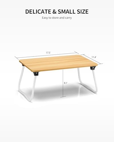 Ruxury Foldable Lap Desk Laptop Stand Bed Desk Table Tray, Breakfast Serving Tray, Portable & Lightweight Mini Table, Lap Tablet Desk for Sofa Couch Floor - Wood - Image 3
