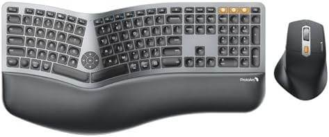 ProtoArc EKM01 Plus Wireless Ergonomic Keyboard Mouse Combo - Gray Black by ProtoArc