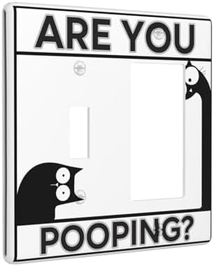 Decorative Outlet Covers Funny Bathroom Art with Are You Pooping Sign 2-Gang Combo Light Switch Cover Plate Single Toggle/Rocker Wall Plate Plug Switch Plate Covers for Country Decor - Image 2