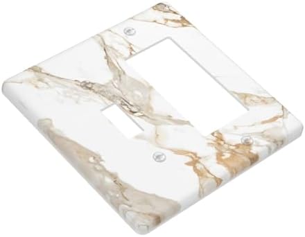 Decorative Outlet Covers Abstract Luxury White Gold Marble 2-Gang Combo Light Switch Cover Plate Single Toggle/Rocker Wall Plate Plug Switch Plate Covers for Bedroom Decor - Image 3
