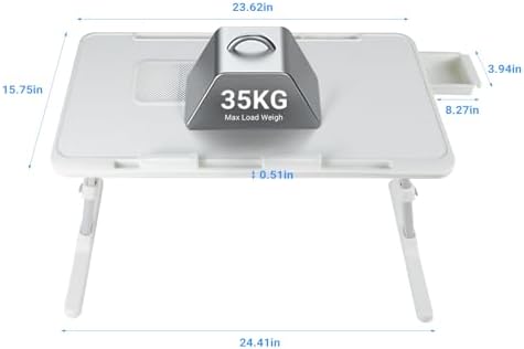 iXTRA Adjustable Laptop Lap Desk with Cooling Fan USB Light for Adults 60x40cm,White - Image 5