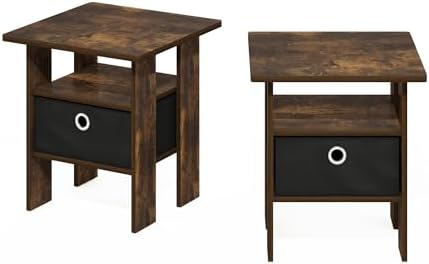 Furinno Andrey Set of 2 Square Side Table, End Table, Amber Pine - Image 6