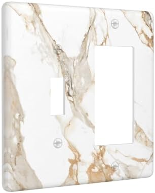 Decorative Outlet Covers Abstract Luxury White Gold Marble 2-Gang Combo Light Switch Cover Plate Single Toggle/Rocker Wall Plate Plug Switch Plate Covers for Bedroom Decor - Image 2