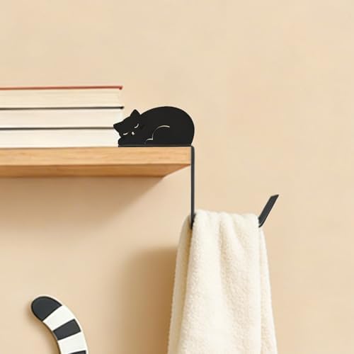 Metal Dog And Cat headphone holder for monitor, Lie cat, Black - Image 6