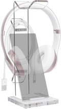 Headphone Stand Gaming Headset Holder For Desk Cable Organizer & Cellphone Stand for All Headphones Size headphone Holder Set for Gaming PC Accessories Gaming Station Transparent by GeekDigg
