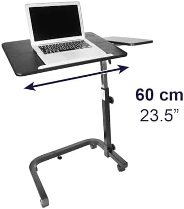KMINA Overbed Table with Wheels, Tilting Hospital Bed Table, Black - Image 4