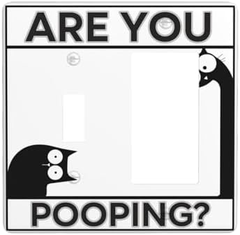 Decorative Outlet Covers Funny Bathroom Art with Are You Pooping Sign 2-Gang Combo Light Switch Cover Plate Single Toggle/Rocker Wall Plate Plug Switch Plate Covers for Country Decor by JOOJIAO
