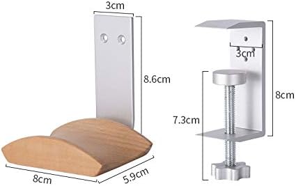 Beech Wood & Silver Clamp Type Headphone Holder Stand Hanger Bracket Wood Headphone Headset Hanger Holder Clamp Rack Hook Under Desk Table Headphone Hanger Holder for Audio,Studio&Gaming Headphones - Image 2
