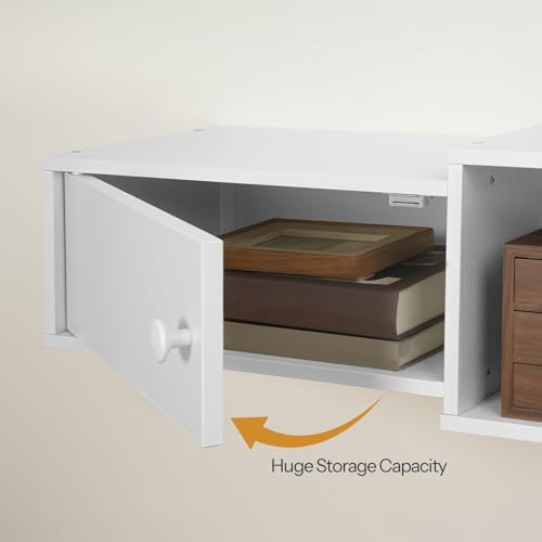 HOOBRO 55" Floating TV Stand with Power Outlet, Modern Wall Mounted Media Console Shelf Cabinet for Under TV Storage, Entertainment Center, Living Room, Bedroom, White WT11UDS01 - Image 5