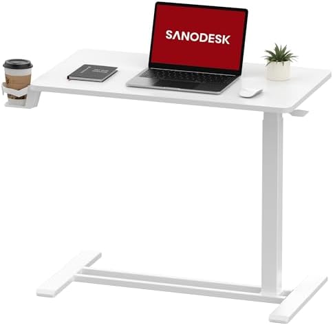 SANODESK 32'' Mobile Standing Desk with Hidden Wheels,Pneumatic Laptop Desk by sanodesk