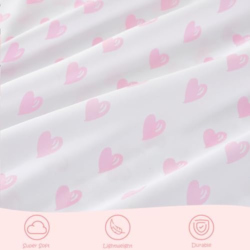 WINLIFE Kids Full Sheet Set Lovely Pink Hearts Printed for Girls 4 Pieces - Image 6