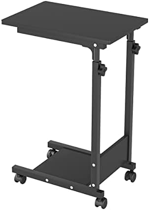 TigerDad Adjustable Height C Table Sofa Side Bedside Table with Wheels, Hospital Bed Table Rolling Tray with Storage, Mobile Computer Desk Laptop Table for Home Use - Image 7