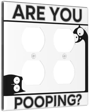 Decorative Switch Plate Covers Funny Bathroom Art with Are You Pooping 2-Gang Duplex Light Switch Covers Gfci Wall Plate Electrical Receptacle Switchplate Plug Faceplate for Country Decor - Image 2