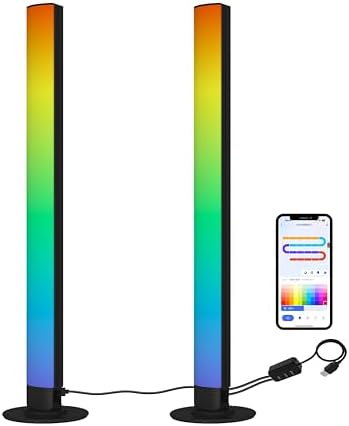 RGB Smart LED Desk Light Bars 2-Pack Music Sync Standing Light Bars for Gaming, Home Office & Ambient Lighting (App Control) by Unknown