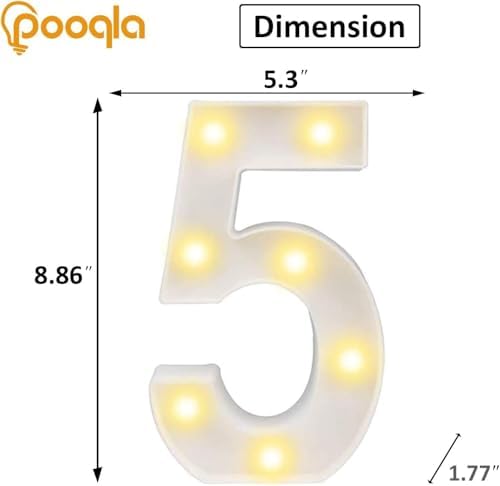 Pooqla LED Light Up Numbers 5, Warm White and Colorful Lighted Marquee Numbers with Remote, Lighted Numbers for 5th 50th Birthday Decorations, Gift for Girls Boys Her Him Anniversary Home Party Decor - Image 6