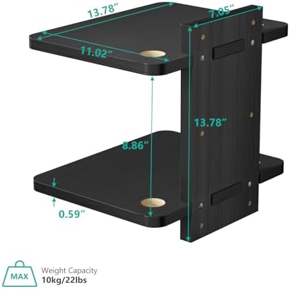 WALI Floating TV Shelf, 2 Tier Projector Shelf for DVD Players, Routers, Game Consoles, Cable Boxes, Living Room Decor Accessories, Wall Mount Shelves Holds Up to 22lbs (CS202NB), 2-Shelf, Black - Image 2